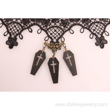 Vintage Lace Necklace With Cross Pendant Necklace